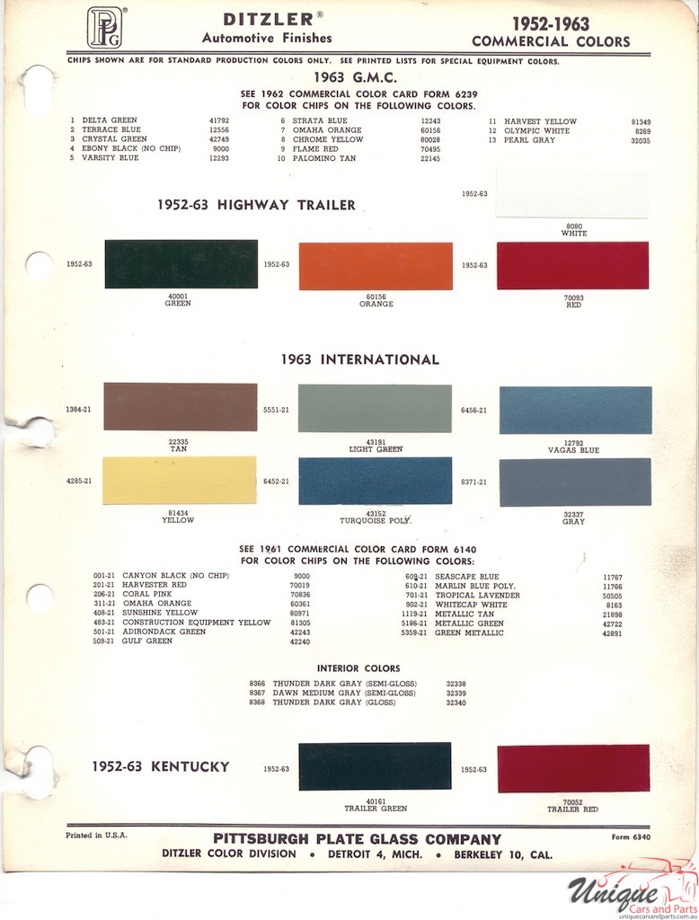 1963 International Paint Charts PPG